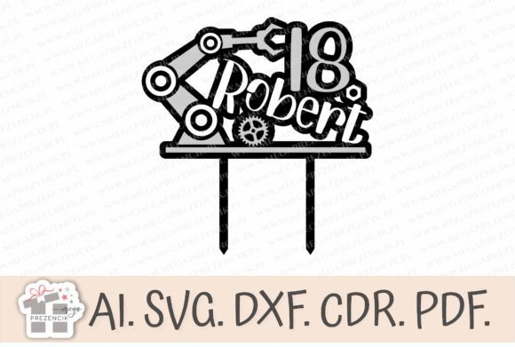 Download Cake Topper with a Robot Motif. SVG - Premium Resources