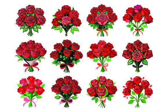 Download Rose Bouquet Bundle Vector Set Collectio - Rose bouquet bundle Collection